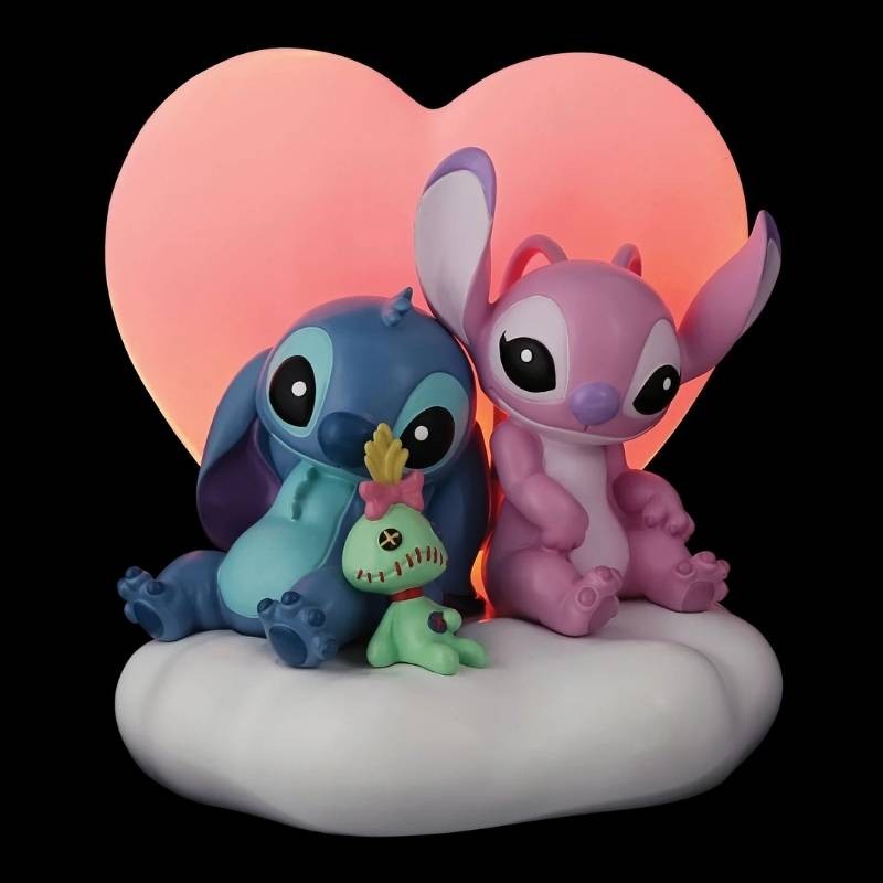 Statuetta Illuminata Stitch e Angel con Cuore –...