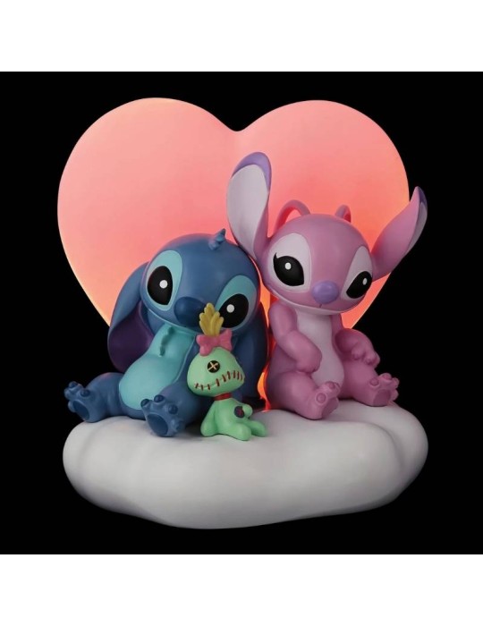 Statuetta Illuminata Stitch e Angel con Cuore –...