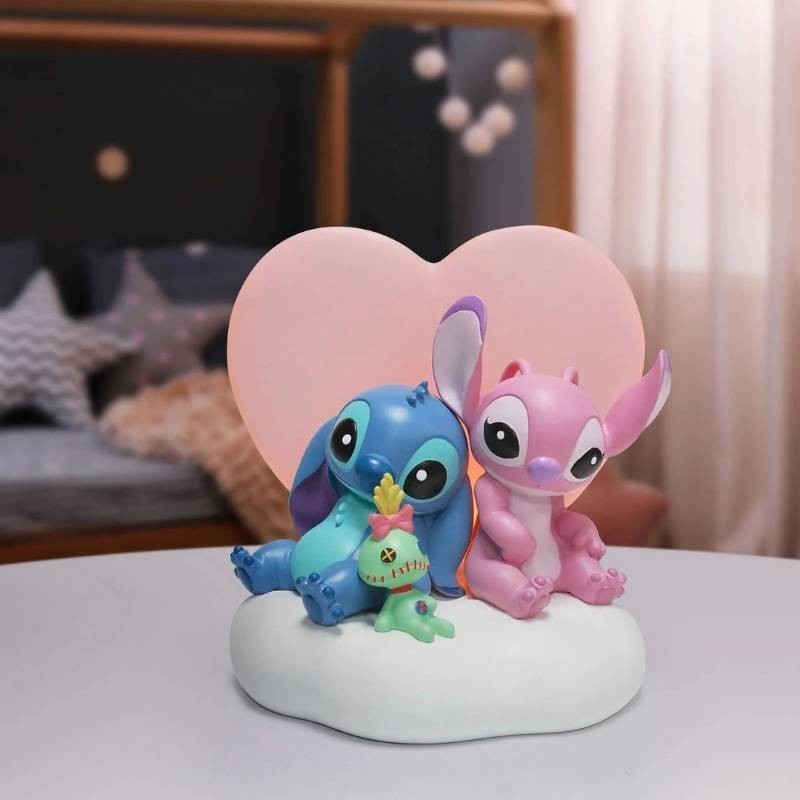 Statuetta Illuminata Stitch e Angel con Cuore –...