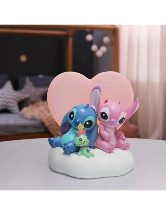 Statuetta Illuminata Stitch e Angel con Cuore –...