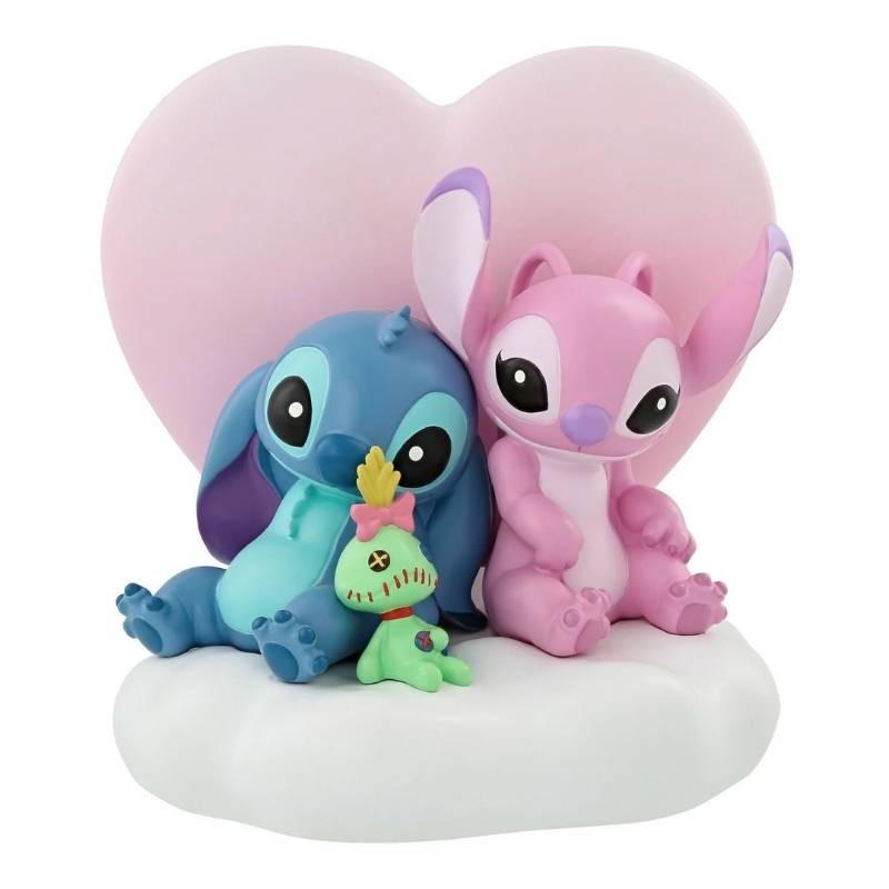 Statuetta Illuminata Stitch e Angel con Cuore – Disney Grand Jester by Enesco