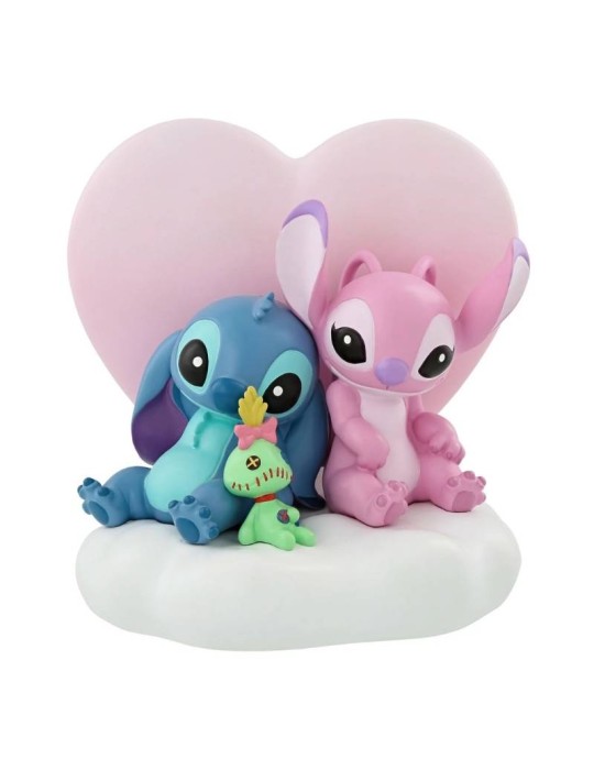Statuetta Illuminata Stitch e Angel con Cuore – Disney Grand Jester by Enesco