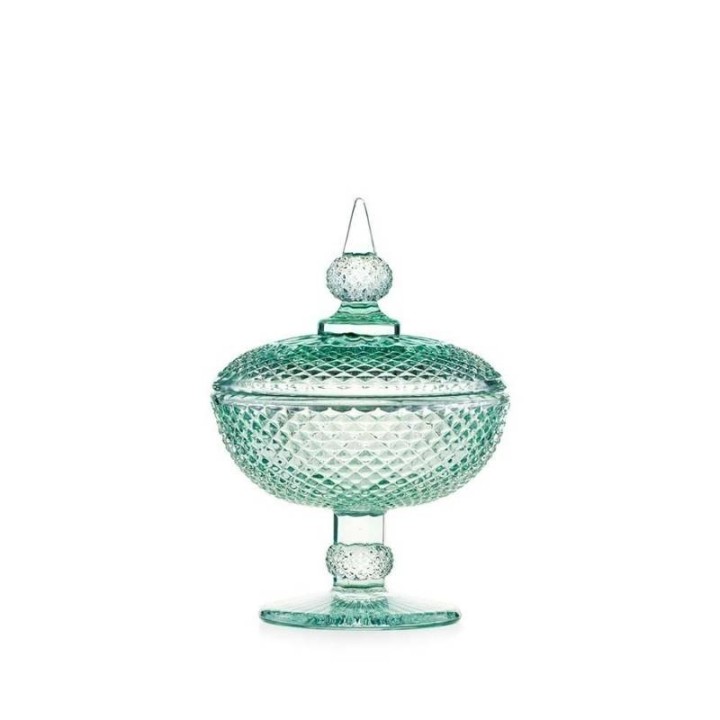 Emò Italia Alzata Convivium verde in vetro pressato