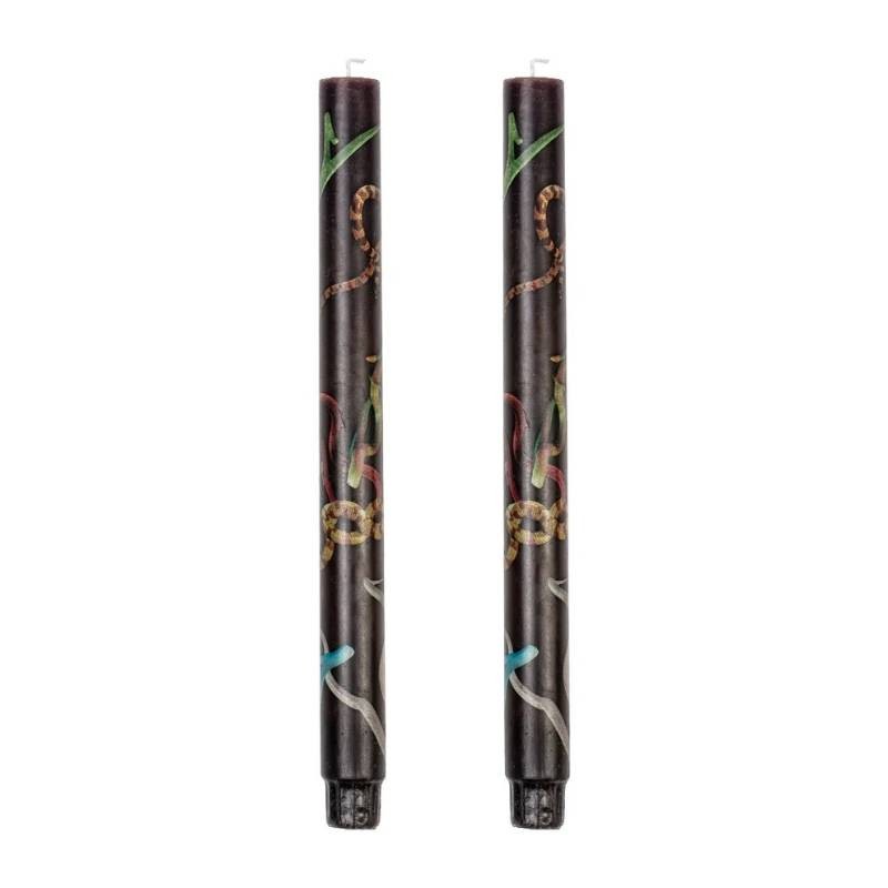 TOILETPAPER Set di 2 Candele a Stelo "Snakes Black" di Seletti | Cera Vegetale, 10 Ore di Luce