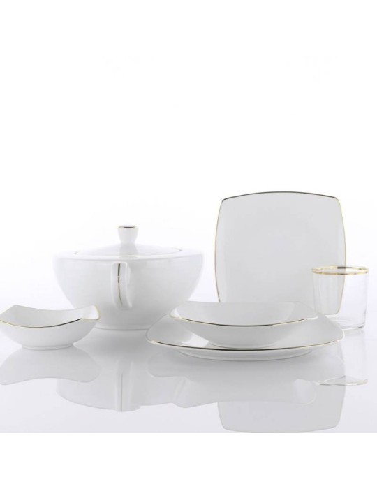 Servizio Tavola 40 Pezzi Square Gold Line...