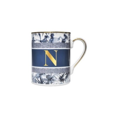Alphabet – Mug Lettera N in Porcellana Blu | Baci Milano