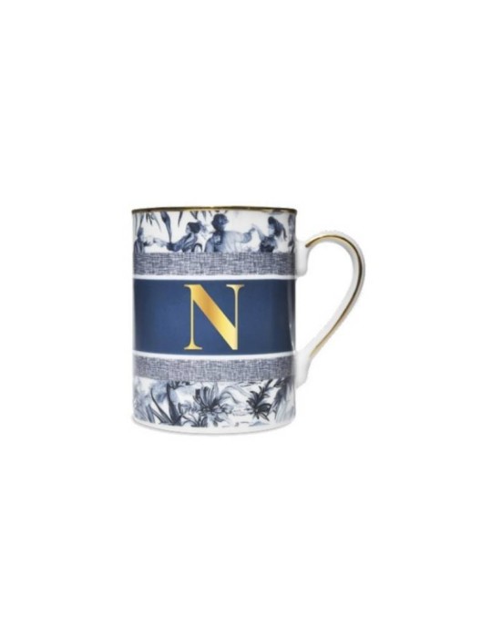 Alphabet – Mug Lettera N in Porcellana Blu | Baci Milano