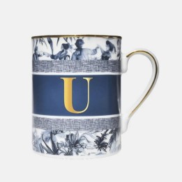 Baci Milano Mug Alphabet lettera U in porcellana blu