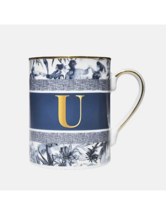 Alphabet – Mug Lettera U in Porcellana Blu | Baci Milano