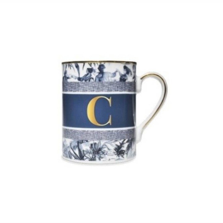 Baci Milano Mug Alphabet lettera C in porcellana blu