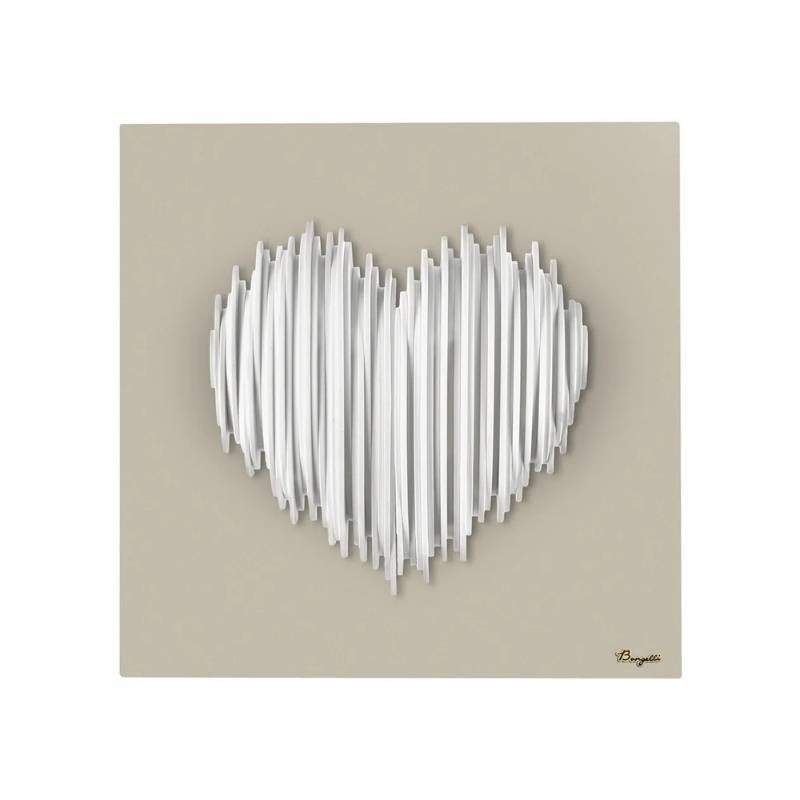 Quadretto Cuore Stilizzato Base Nocciola 15x15 cm – Bongelli Preziosi