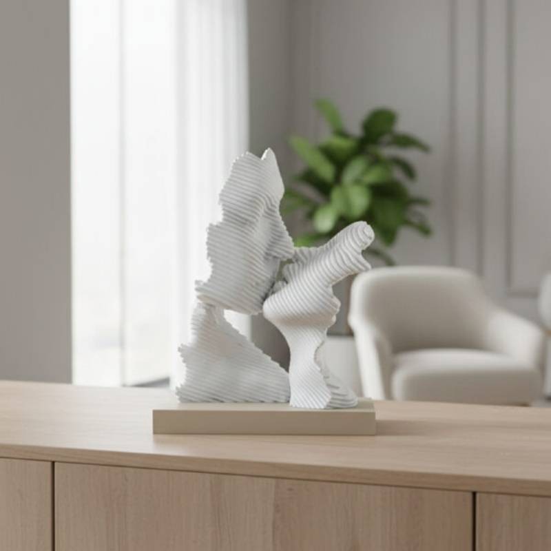 Scultura Bacio Stilizzato Base Nocciola 16x29...