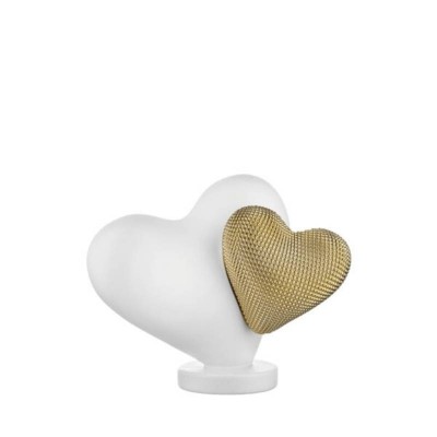 Scultura Doppio Cuore 22x17 cm Bianco Oro – Bongelli...