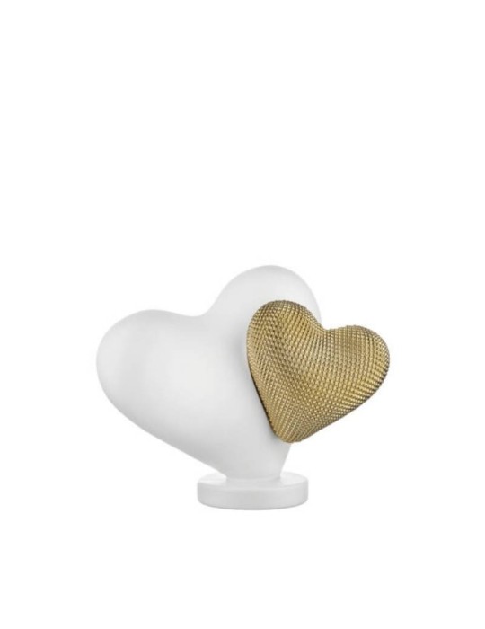 Scultura Doppio Cuore 22x17 cm Bianco Oro – Bongelli Preziosi