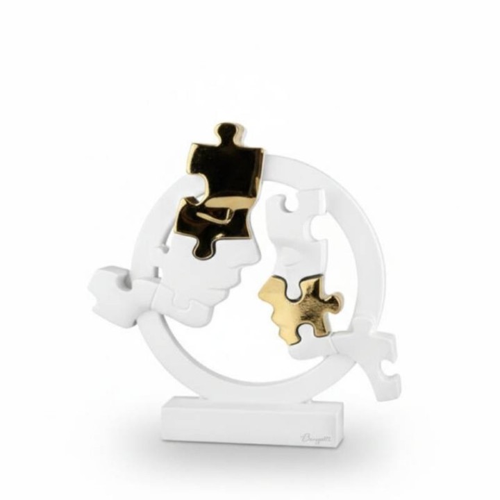 Bongelli Preziosi Visi Puzzle bianco e oro Ø 13 cm