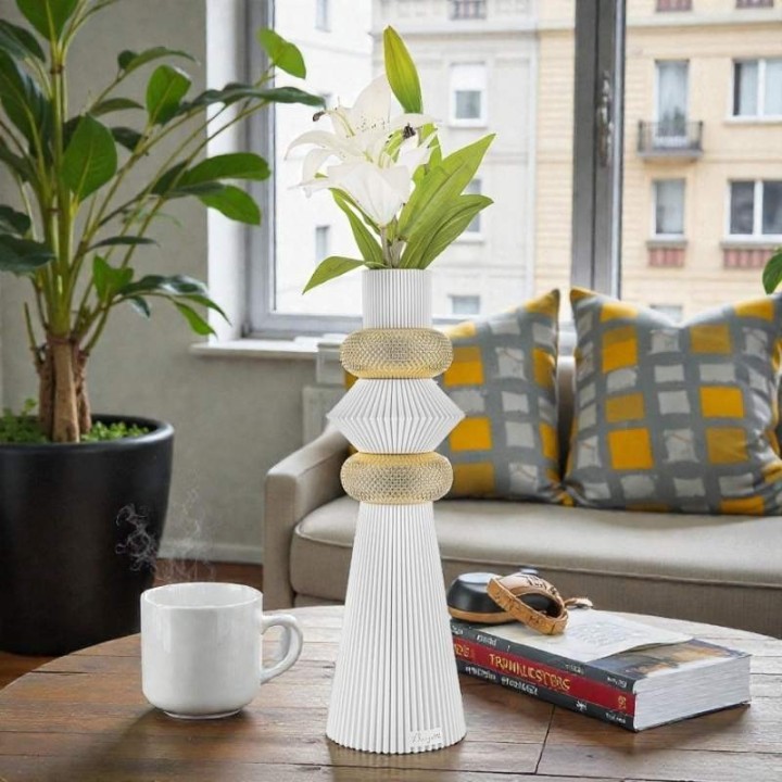 Bongelli Preziosi Vaso Modular bianco e oro 39 cm