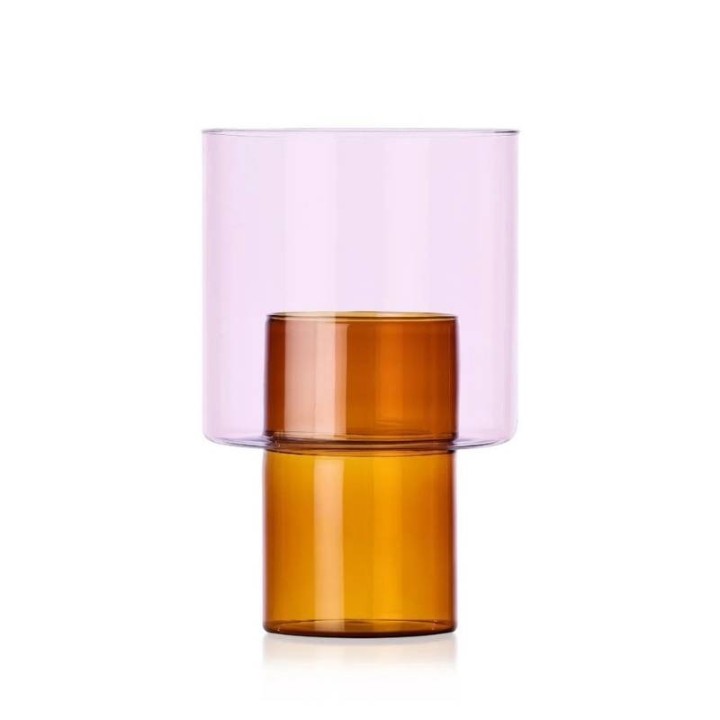 Ichendorf Vaso Boreale B ambra e rosa in vetro borosilicato
