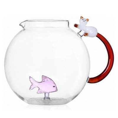 Tabby Cat – Brocca Pesce Rosa e Gatto Bianco Coda Ambra...