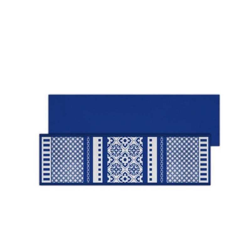 Runner Infinity 150x48 cm Double Face Bianco e Blu – Baci Milano