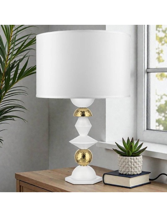 Lampada Liberty H.65 Bianca-Oro con Cappa...