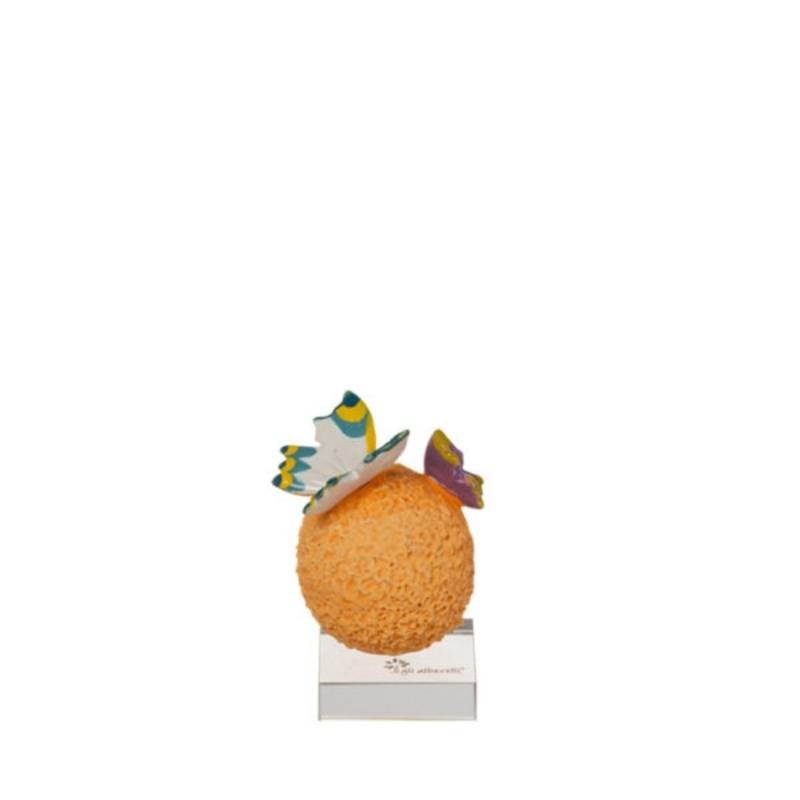 Sfera Prato Arancio con Farfalle 4x4 cm – Collezione Gli Alberelli