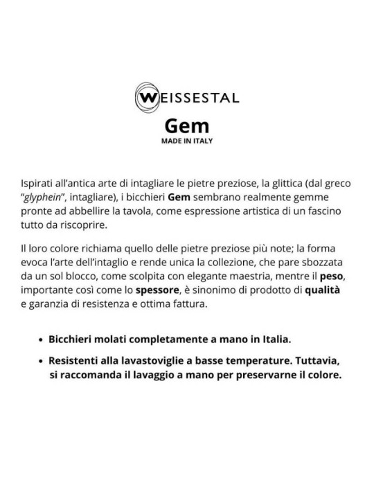 Set 2 Bicchieri Gem Quarzo in Vetro Grigio –...