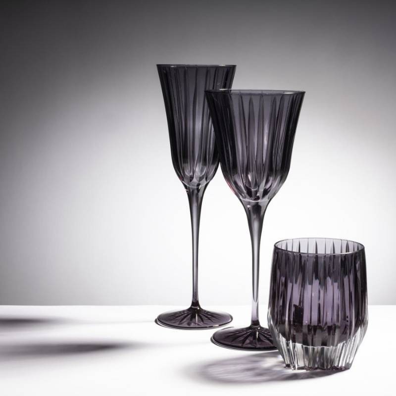 Set 2 Bicchieri Gem Quarzo in Vetro Grigio –...