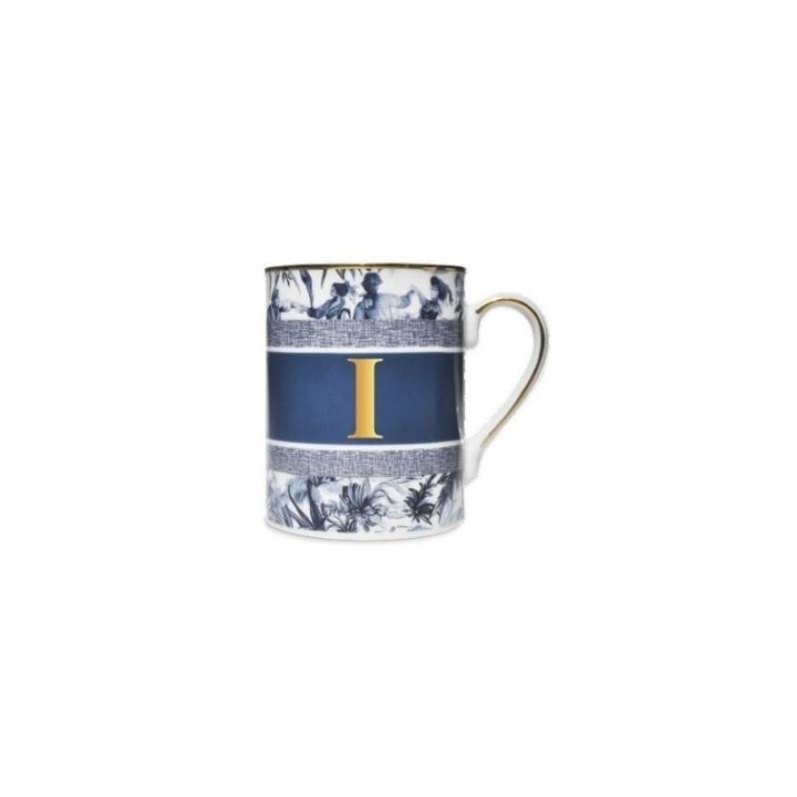 Baci Milano Mug Alphabet lettera I in porcellana blu