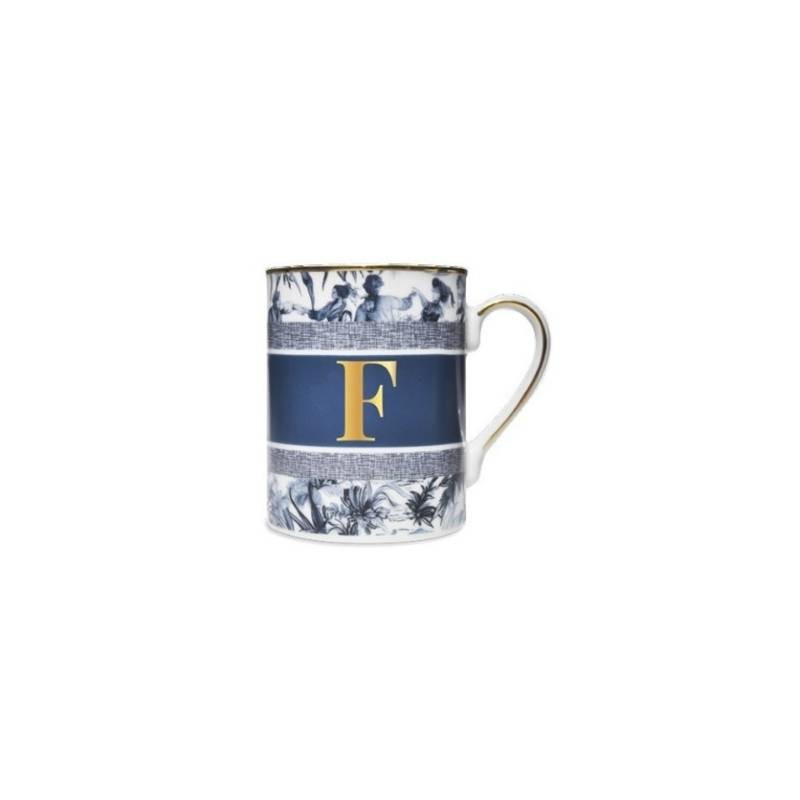 Alphabet – Mug Lettera F in Porcellana Blu Baci Milano