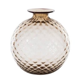 Venini Vaso Monofiori Balloton sabbiato moka alto 20,5 cm