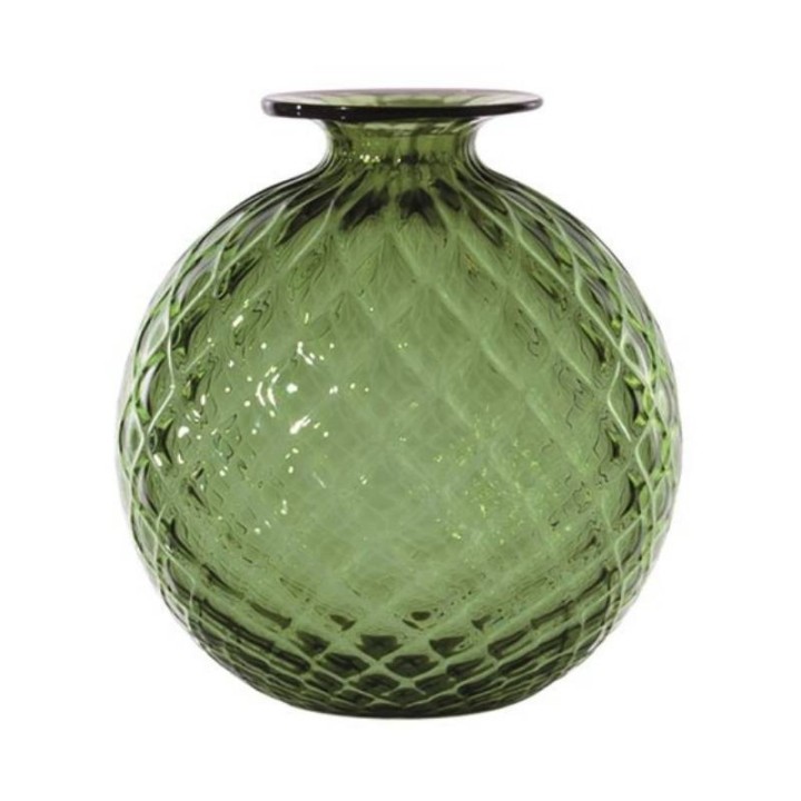 Venini Vaso Monofiori Balloton verde alto 20,5 cm