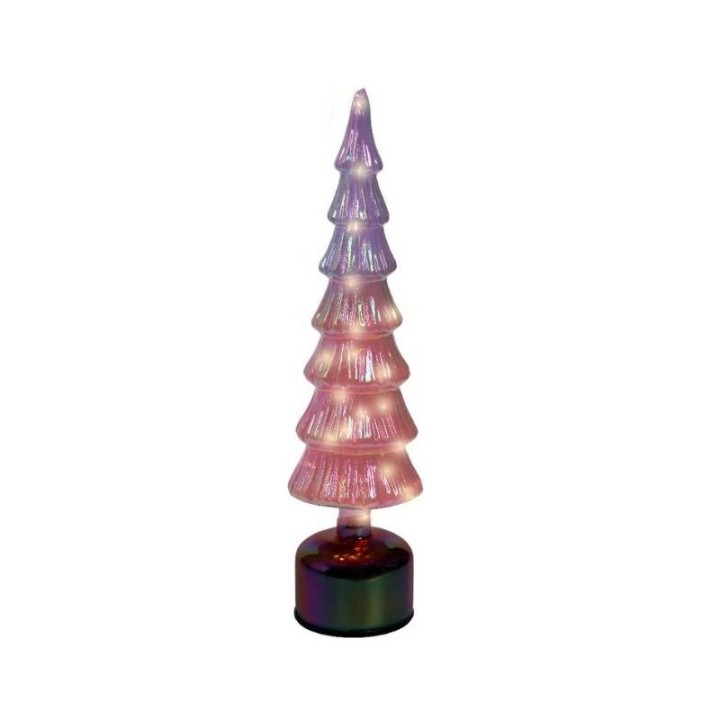 Kaemingk Albero rotante in vetro rosa micro LED 39 cm