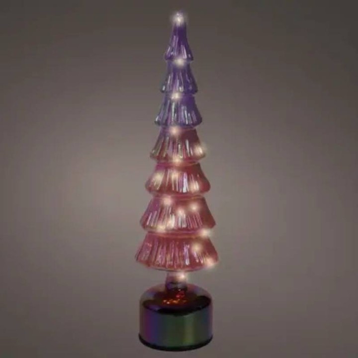 Kaemingk Albero rotante in vetro rosa micro LED 39 cm