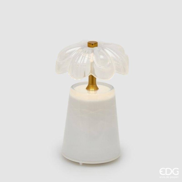 EDG Enzo De Gasperi Lampada Lily bianca ricaricabile 17,5 cm
