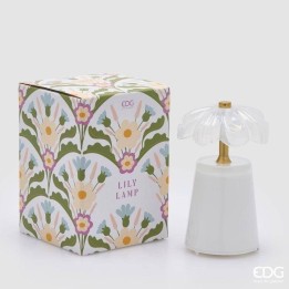 EDG Enzo De Gasperi Lampada Lily bianca ricaricabile 17,5 cm