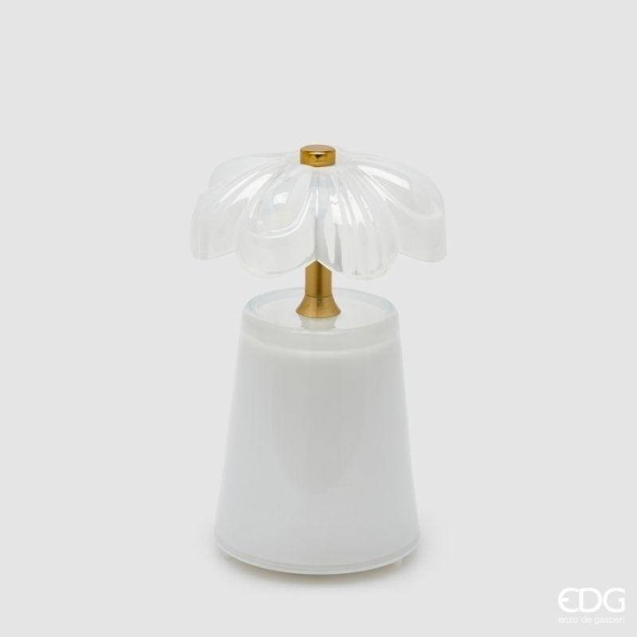 EDG Enzo De Gasperi Lampada Lily bianca ricaricabile 17,5 cm