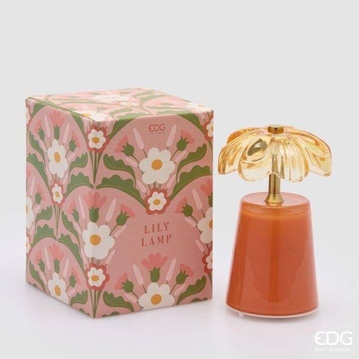 EDG Lampada Lily arancione ricaricabile 17,5 cm