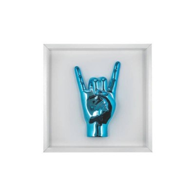 Quadretto Mano a Corna 16x16 Bianco/Blu – Bongelli Preziosi