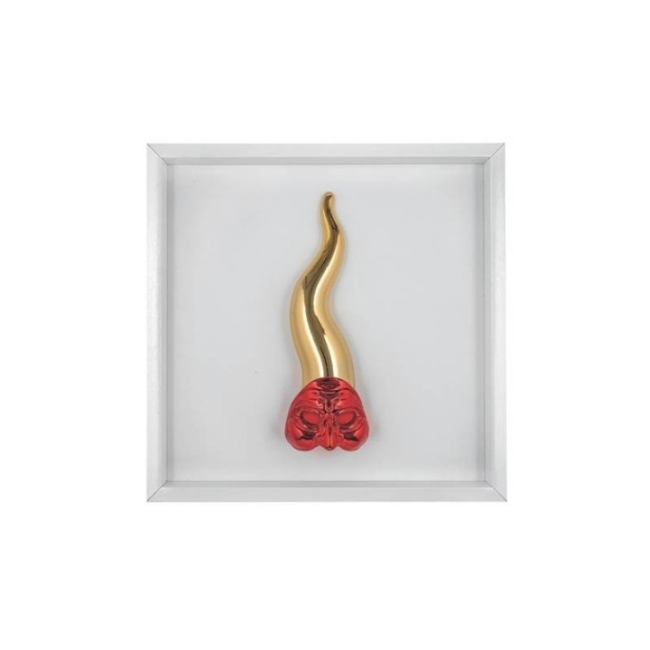 Bongelli Preziosi Quadretto corno Pulcinella bianco 16 cm