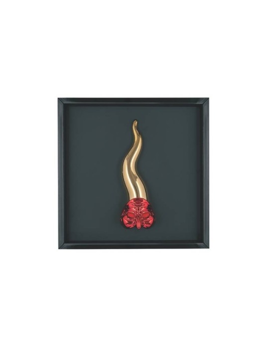 Quadretto Corno con Maschera Pulcinella 16x16 Nero/Oro – Bongelli Preziosi