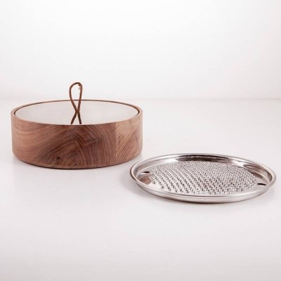 Bari 2.0 Grattugia da Tavola in Noce Canaletto e Vetro –...