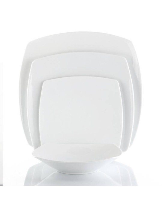 Servizio Tavola 40 Pezzi Square-O White in Porcellana Bianca Weissestal