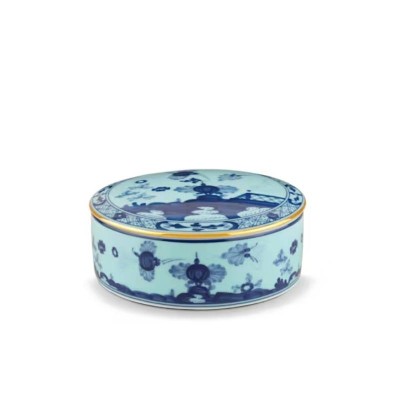 Scatola Portaoggetti Iris Oriente Italiano in Porcellana...