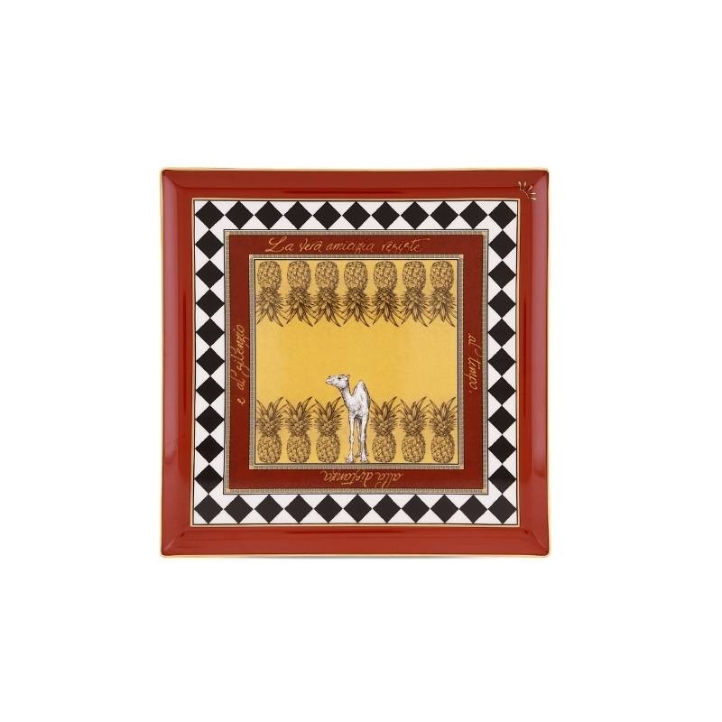 Centrotavola Quadrato Totem Cammello in Porcellana con Oro – Ginori 1735