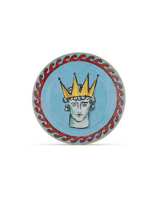 Piatto Piano 28 cm Sea Blue Il Viaggio di Nettuno in Porcellana – Ginori 1735