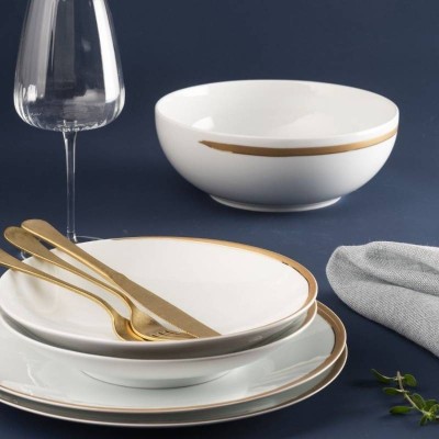 Servizio Tavola 39 Pezzi Vintage Gold Shiro in Porcellana... 2