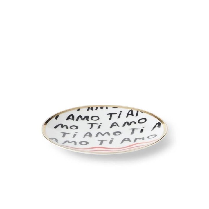 Bitossi Home Piattino Ti Amo con bordo oro Ø 17 cm
