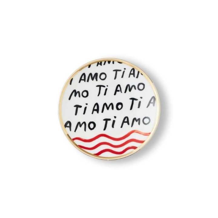Bitossi Home Piattino Ti Amo con bordo oro Ø 17 cm