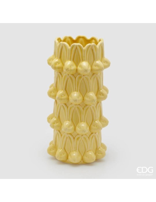 Vaso Conigli Easter Giallo H32 EDG – Vaso Decorativo Pasquale in Ceramica