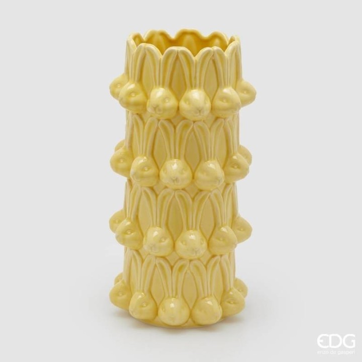 EDG Vaso Conigli Easter in ceramica gialla 32 cm